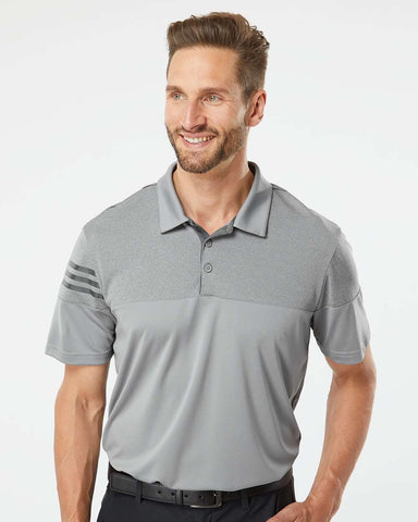 Adidas - Heathered 3-Stripes Colorblock Sport Shirt